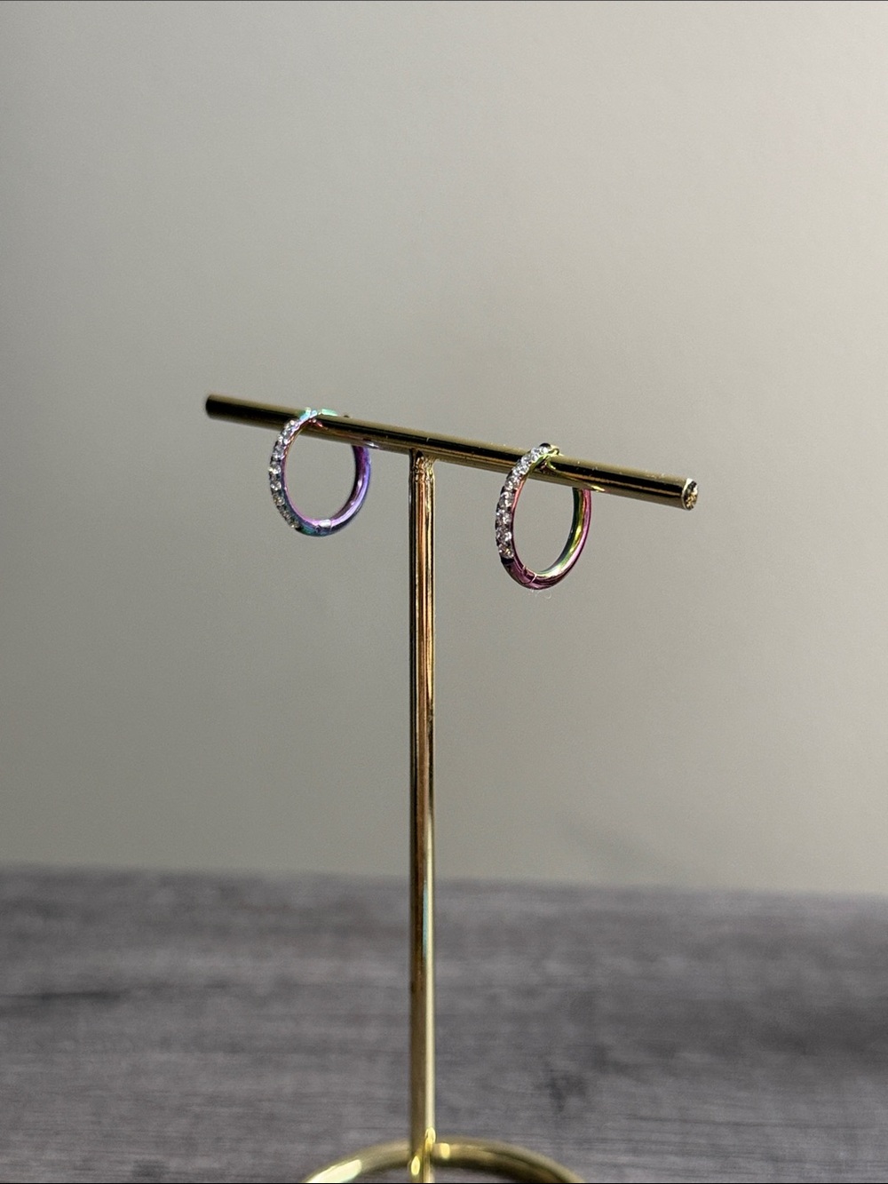 Stainless Steel Multi Color Stone Huggie Earrings